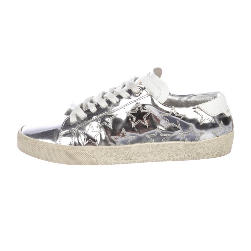 Saint Laurent Metallic leather low top sneaker